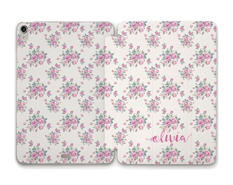 Aangepaste iPad case roze bloemen naam iPad 10e 9e 10,2 iPad Air 5e 10,9 Pro 12,9 11 Mini 6e esthetische gepersonaliseerde coquette bloemenhoes