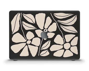 Floral MacBook case Aesthetic beige flowers MacBook Air 13 Air 15 M2 M3 Pro 13 Pro 14 16 Abstract boho Dark neutral elegant case for women