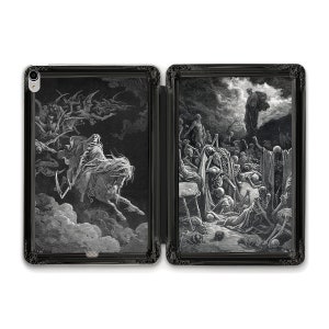 Art iPad case Horror Goth Aesthetic iPad 10th 9th 10.2 Air 5th 10.9 Pro 12.9 11 Mini 6 Vintage gothic drawings Skeletons Dark vibes cover