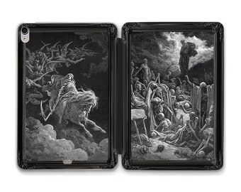 Art Coque pour iPad Horreur Goth Esthétique iPad 10e 9e 10.2 Air 5e 10.9 Pro 12,9 11 Mini 6 dessins gothiques vintage Squelettes Housse Dark vibes