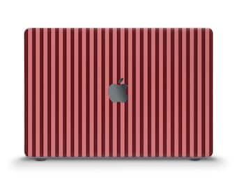 Burgundy MacBook case Aesthetic dark red MacBook Air 13 15 inch M5 M4 Pro 13 14 16 Pink stripe design Trendy stripes Simple elegant case