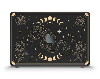 Snake MacBook case Moon stars Aesthetic MacBook Air 13 15 inch Neo Pro 13 14 16 Dark celestial design for girls Trendy elegant black case