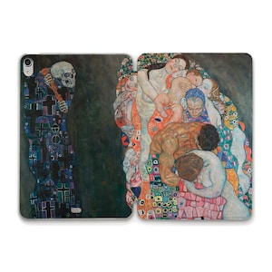 クリムト iPad ケース 美的 ビンテージ アート iPad 10th 9th 10.2 Air 5th 4th 10.9 Pro 12.9 11 Mini 6th 抽象油絵 スケルトン 女性用ケース