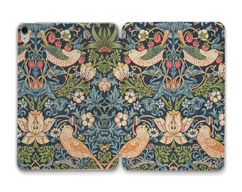 Birds iPad case Aesthetic Vintage Pattern Art iPad 10th 10.2 Air 5 10.9 Pro 12.9 11 Mini 6 9.7 10.5 William Morris Retro Floral Nature case