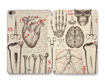 Anatomy iPad case Heart Brain Skull Occult iPad 10th 10.2 9th Air 5 10.9 Pro 12.9 11 Mini 6 iPad 9.7 Horror Design Halloween Doctor case