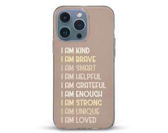 Trendy iPhone case Aesthetic affirmation Neutral iPhone 15 iPhone 14 iPhone 13 iPhone 12 Galaxy s23 s22 Inspirational quotes Brown cover