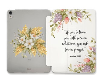 Etui iPad citation verset biblique esthétique fleurs iPad 10 10,2 Air 5 4 10,9 Pro 12,9 11 Mini 6 iPad 9,7 mignon chrétien floral religieux