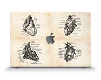 Hearts MacBook case Science Vintage aesthetic MacBook Air 13 Air 15 M2 Pro 13 MacBook Pro 14 16" Medical art for doctor nurse Anatomy case