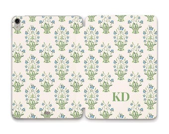 Initials iPad case Custom monogram Aesthetic iPad a16 10th 9th Air 11 13 Pro 12.9 Mini 7 Personalized vintage floral design Flower case