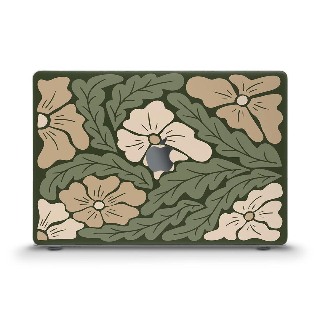 Flowers MacBook Case Aesthetic Dark Green MacBook Air 13 15 Inch M2 M3 ...