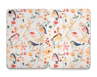 Floral iPad case Cute birds flowers iPad 11th a16 10th 9th iPad Air 11 13 Pro 12.9 Mini a17 Aesthetic autumn pattern for girls Pretty case