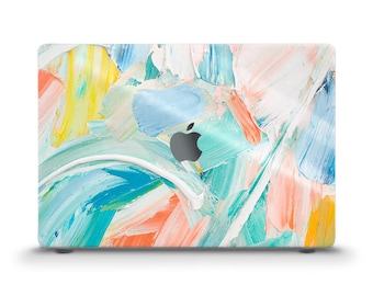 Paint MacBook case Aesthetic colorful artsy MacBook Air 13 15 inch Neo Pro 13 14 16 Blue oil paint design for artist Simple trendy case