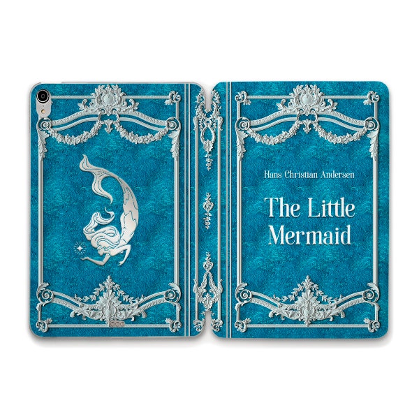 Book iPad case Mermaid Aesthetic cute iPad 10th 9th 10.2 Air 5th 4th 10.9 Pro 12.9 11 Mini 6 The little mermaid Old book Girly trendy cover
