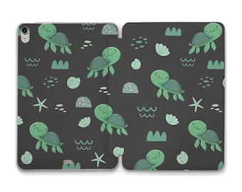 Turtles iPad case Cute Animals Ocean Kawaii iPad 10.2 Air 5 4 10.9 iPad Pro 12.9 11 Mini 6 iPad 9.7 10.5 for Kids Girls Funny Turtle case