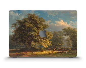 Painting MacBook case Aesthetic vintage art MacBook Air 13 15 inch M5 M4 Pro 13 14 16 Nature Green trees Horses Forest Elegant artsy case