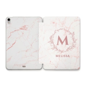 Name iPad case Aesthetic Marble Custom Initial iPad 10th 10.2 Air 5 10.9 iPad Pro 12.9 11 Mini 6 9.7 10.5 Cute Personalized Girl Design case