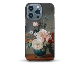 Flowers iPhone case Aesthetic vintage painting iPhone 14 iPhone 13 iPhone 12 Galaxy s23 ultra s22 Floral art White roses Trendy artsy cover
