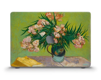 Art MacBook case Van Gogh Vintage Painting MacBook Air 13 M2 Pro 13 Pro 14 16 M1 Pro 15 12" Aesthetic pink flowers Floral artwork Green case