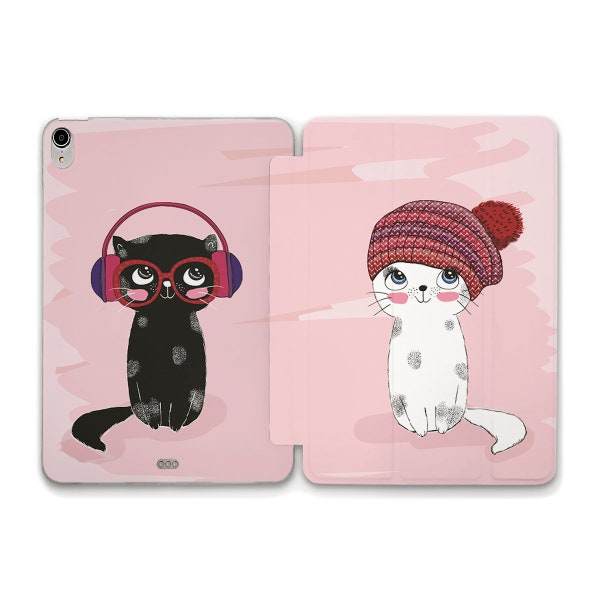 Cats iPad case Cute Cat Pink Kawaii iPad 10th 10.2 Air 5 10.9 Pro 12.9 11 Mini 6 iPad 9.7 Trendy Pretty Design for Girls Kitten Animal case