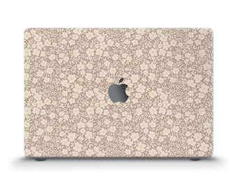Cute MacBook case Aesthetic beige flowers MacBook Air 13 Air 15 M2 M3 Pro 13 Pro 14 Pro 16 Neutral floral girly pretty trendy brown case