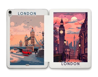 London iPad case Aesthetic Modern art iPad 10th 9th 10.2 iPad Air 5th 4th 10.9 Pro 12.9 11 Mini 6th Trendy travel design England UK case