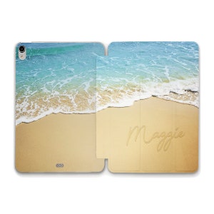 Name iPad case Aesthetic Custom Beach Cute iPad 10th 10.2 Air 5 10.9 Pro 12.9 11 Mini 6 iPad 9.7 Personalized Design Ocean Nature Waves case