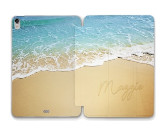 Name iPad case Aesthetic Custom Beach Cute iPad 10th 10.2 Air 5 10.9 Pro 12.9 11 Mini 6 iPad 9.7 Personalized Design Ocean Nature Waves case