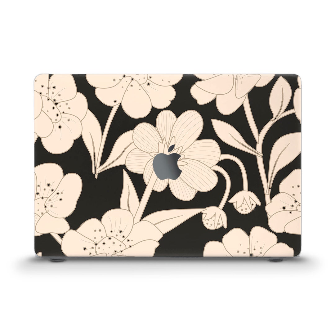 Flowers MacBook Case Aesthetic Floral Black Dark MacBook Air 13 M2 Pro ...