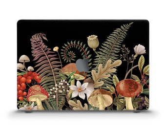 Mushrooms MacBook case Dark aesthetic floral MacBook Air 13 Air 15 M2 M3 Pro 13 14 16 inch with plants leaves Cottagecore Forest nature case