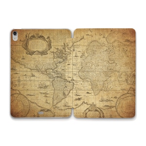 Étui pour iPad carte vintage, carte du monde esthétique pour iPad 10 10,2 Air 5 4 10,9 Pro 12,9 11 Mini 6 9,7 10,5 Étui de voyage rétro style ancien