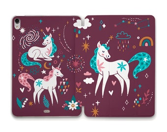 Unicorn iPad case for Girls Kawaii Horse Cute iPad 10.2 Air 5 4 10.9 Pro 12.9 11 Mini 6 iPad 9.7 10.5 for Kids Aesthetic Animal Girly case