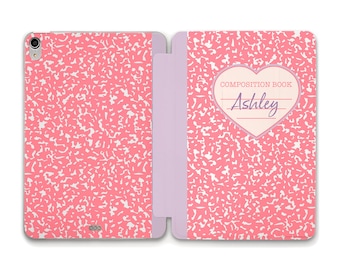 Name iPad case Cute Composition Book Custom iPad 10.2 Air 5 10.9 iPad Pro 12.9 11 Mini 6 iPad 9.7 10.5 for Girls Personalized Aesthetic case