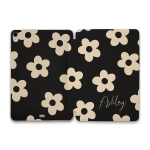 Name iPad case for Girls Cute Personalized Custom iPad 10.2 9th Air 5 4 10.9 iPad Pro 12.9 11 Mini 6 iPad 9.7 10.5 Flowers Aesthetic case