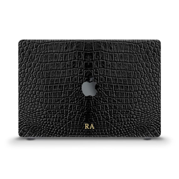 Initials MacBook Case Aesthetic Black Crocodile MacBook Air 13