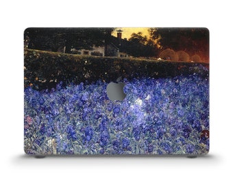 Art MacBook case Aesthetic Vintage Oil Painting MacBook Air 13 Pro 13 14 16 M2 M1 Pro 15 12 Blue Flowers Garden Floral Trendy Beautiful case