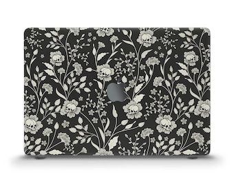 Skulls MacBook case Gothic flowers Aesthetic MacBook Air 13 Air 15 M2 Pro 13 MacBook Pro 14 16 Floral horror Dark emo design Trendy case