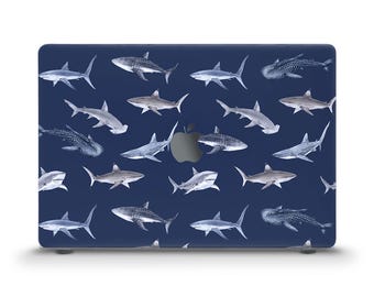 Ocean MacBook case Aesthetic navy blue MacBook Air 13 15 M2 M3 M4 2025 Pro 13 14 16 Nature Sharks Ocean animals Whale shark Dark blue case