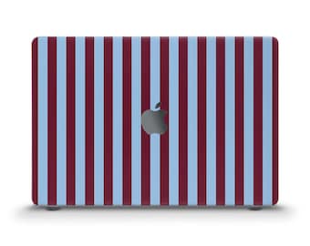 Aesthetic MacBook case Red blue stripes MacBook Air 13 15 inch M5 Neo Pro 13 14 16 Simple burgundy retro striped design Elegant trendy case