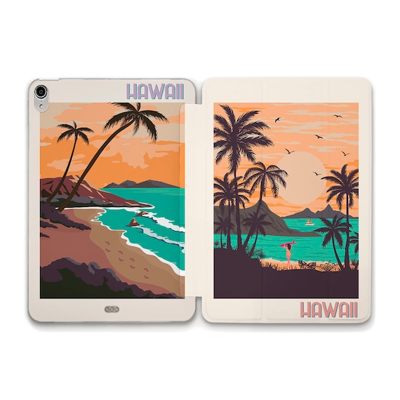 Hawaii iPad Case Retro Tropical Nature Ocean iPad 10th 9th 10.2