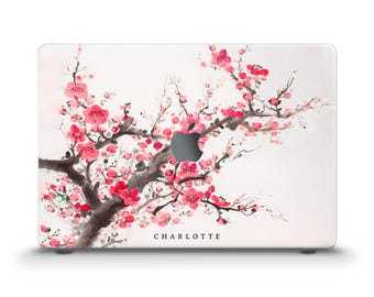 Name MacBook case Aesthetic flowers Custom MacBook Air 13 Air 15 M2 M3 Pro 13 Pro 14 Pro 16 Personalized floral Japanese cherry blossom case