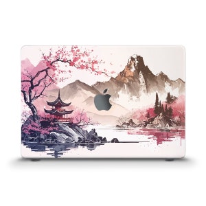 Japan MacBook case Nature Aesthetic Landscape Cute MacBook Air 13 Pro 13 14 16 M2 M1 Pro 15 12" Japanese Mountain Cherry Blossom Temple case