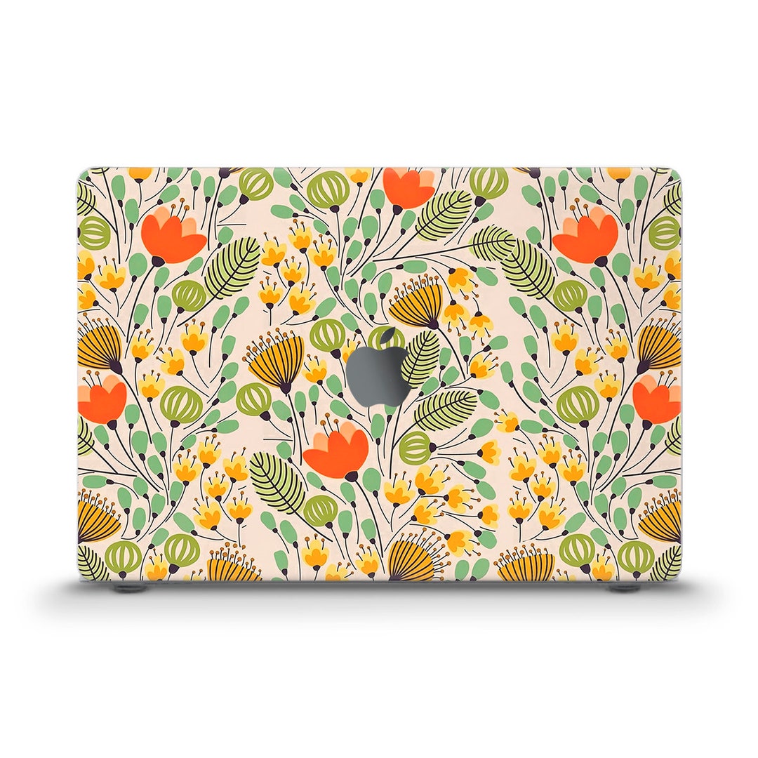 Cute MacBook Case Orange Yellow Flowers MacBook Air 13 Air 15 M2 Pro 13 ...