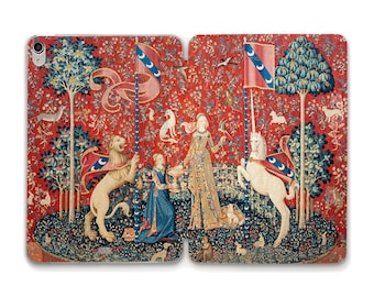 Aesthetic iPad case Vintage tapestry art iPad 11th a16 10th 9th iPad Air 11 13 Pro 12.9 Mini a17 Flowers Unicorn Lion Nature Floral case