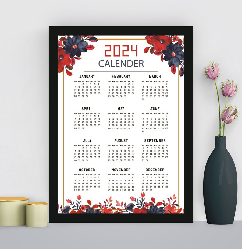yearly-printable-calendar-2024-flower-design-2024-calendar-etsy