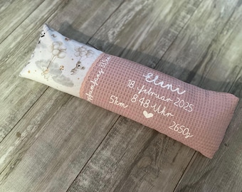 Geburtskissen mit Originalgewicht Länge Gewicht „Ballontiere“ Kissen Baby Geschenk Erinnerung Taufe Geburtstag Waffelpique