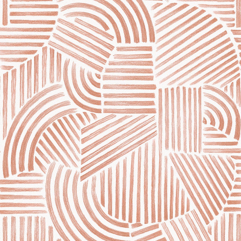 GRAPHIC wallpaper Hachures Pastel Terracotta