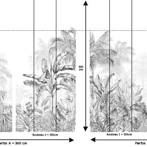 Papier peint graphique Jungle Tropicale monochrome noir image 3