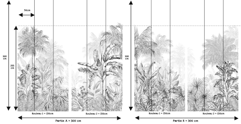 Papier peint graphique Jungle Tropicale monochrome noir image 3