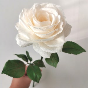 Rose di carta crespa con stelo, regalo per anniversario, compleanno, San Valentino, festa della mamma, home deco