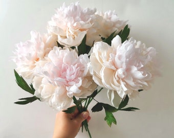 Handmade Crepe Paper Peonies, Lifelike Flowers for Home Decor, Colorful Flowers for Vase, Gift for Her, Wedding Decoration